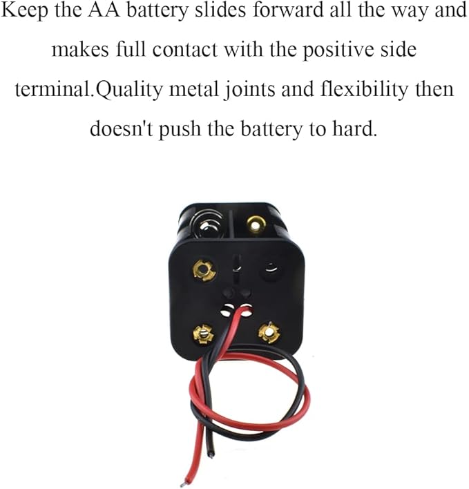 HAHIYO 6V 4AA Battery Holder Bundle Series with Wire Sturdy Clapm Flexible Springs Contact Build-in Harnesses Batteries Black Case Easy Install 4 Pieces for Wall Clocks Ham Radio Kids Toys