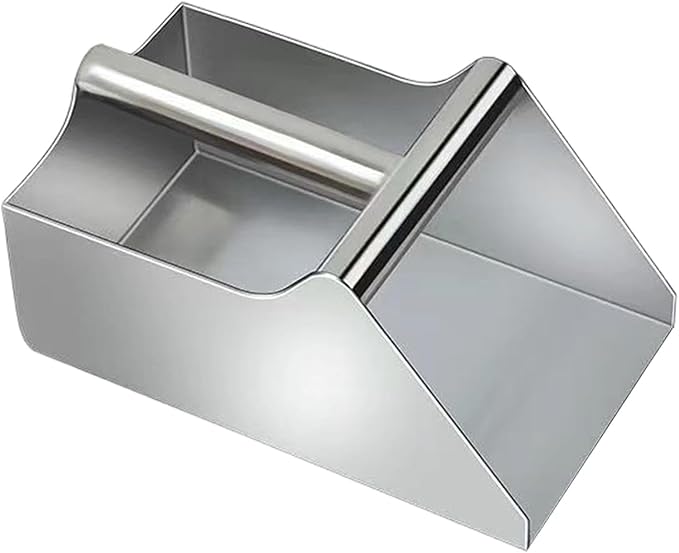 Generic Stainless Steel Dustpan with Handle Collector Handheld Scooper Manual Spade Scoop for Soybeans Outdoor Commercial Use Farm, 25cmx25cmx12cm