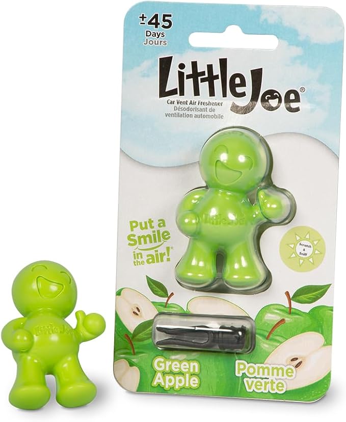 Little Joe 96416-6PK Green Apple Scent Car Air Freshener Vent Clip, Fights Odors for up to 45 Days, Long-Lasting Freshness, Cute Car Odor Eliminator, Pack of 6