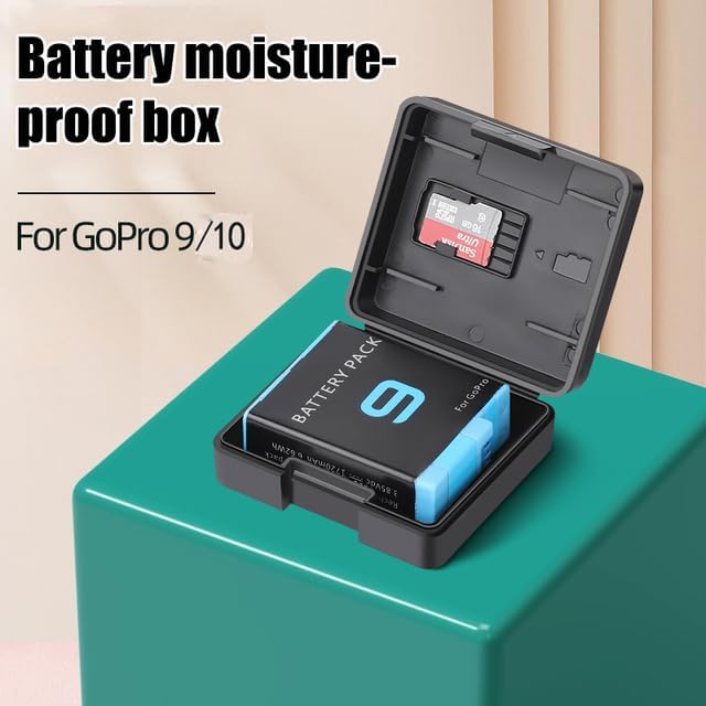 Reflex Camera Action Camera Battery Case compatible with GoPro Hero 13/12/11/10/9 | Moisture-Proof Storage Box with TF Card Slots | Compact Durable Protective Case for GoPro Batteries & Accessories