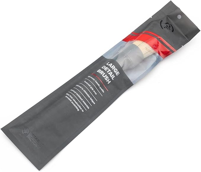 Detail Factory Boar Hair Detailing Brush Large, Comfortable Grip and Heavy-Duty Scrubbing for Interior, Exterior, Engine Bay, Wheels, Exhaust Tips, Textured Plastic