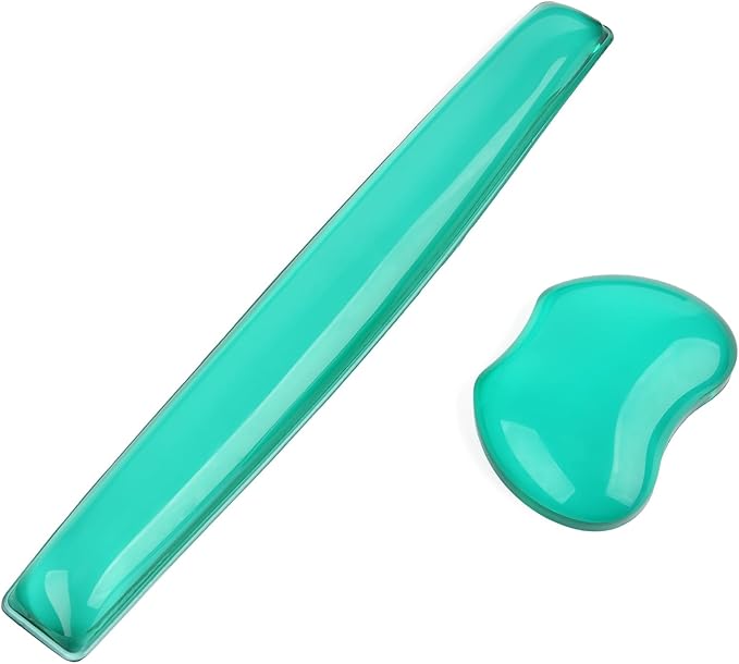 Silicone Gel Keyboard Wrist Rest Set Plus - ABRONDA Keyboard & Mouse Wrist Support Pad Office, Computer, Laptop, Mac - Durable, Comfortable and Pain Relief- Green Set