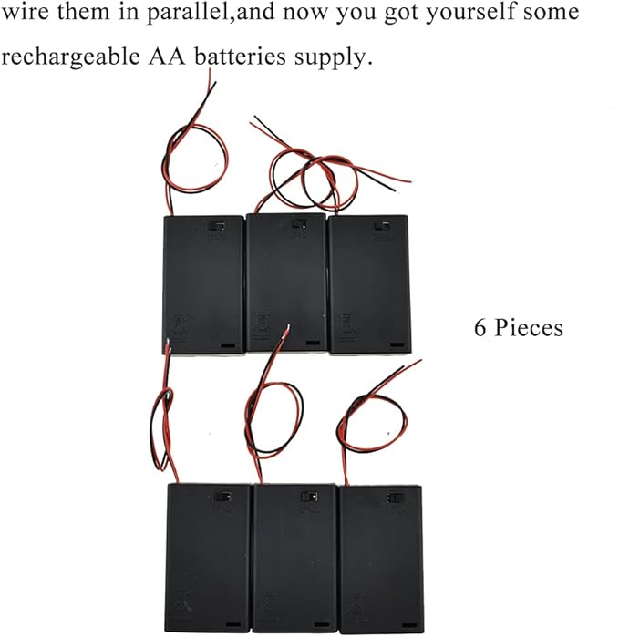 HAHIYO 4.5V AAA Battery Holder Bundle with Wire Sturdy Cover Flexible Springs Contact Build-in Switch Batteries Black Case Easy Install 6 Pieces for Wall Clocks Ham Radio Kids Toys