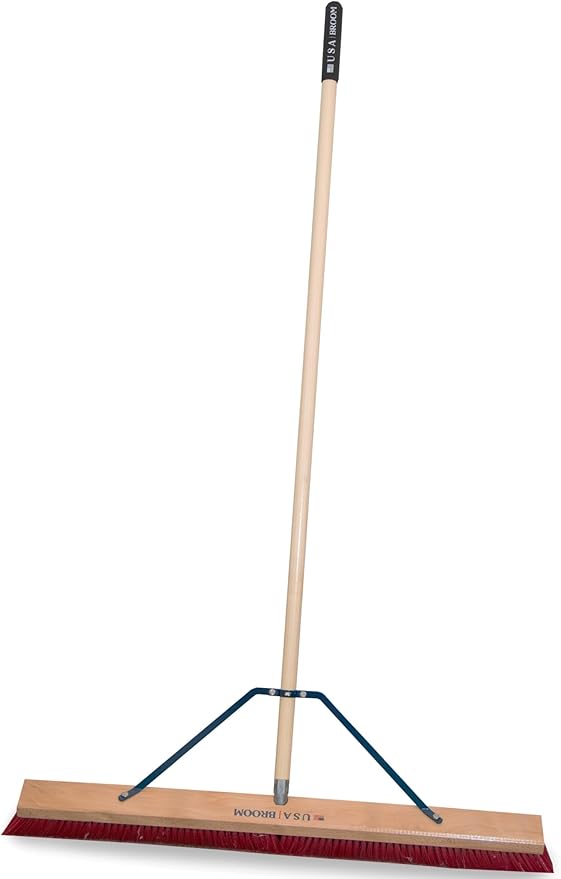 36" Soft/Fine Sweep Indoor Push Broom with 60" Handle. Ideal for Epoxy & Polished Floors. Durable American Made Steel Brackets-All Stainless Steel Hardware. No Plastic. 100% USA Made
