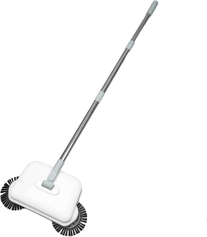 Zerodis Hand Push Sweeper,2 in 1 Wet Dry Use 360 Degree Rotating Quiet Manual Sweeping Mop Hard Floor Surfaces Sweeping Cleaner for Wood Tile Floor