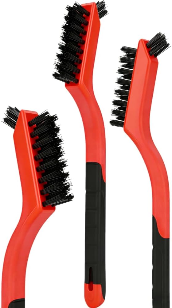 6-Pack Nylon Cleaning Brushes – Non-Scratch Nylon Bristles for Delicate Surfaces, Dual-Head Design with Mini Brush, Ergonomic Grip & Hanging Hole