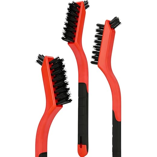 3-Piece Nylon Brush Set, Multi-Purpose Clean Stove Window Track Tile Grout Gap, Wear-Resistant U-Shape Bristles No Shedding, Easy Grip Handle, Homemakers Essential Cleaning Tool Kit