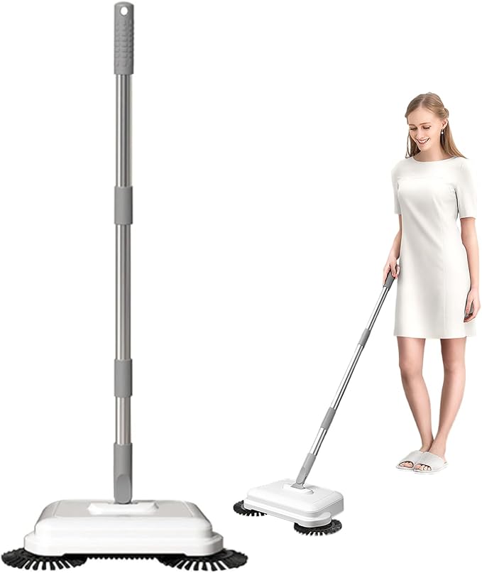 Push Sweeper Floor Sweeper, 2-in-1 360° Rotating Hand Push Sweeper, High Efficient Carpet Sweeper with Long Handle, Hanging Manual Vacuum Sweeper for Home Office