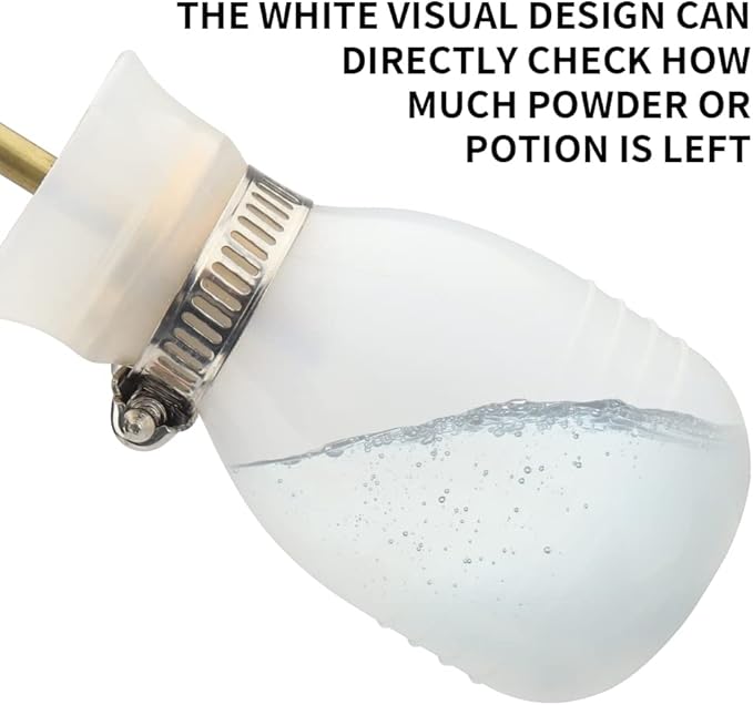Powder Duster, Large Diatomaceous Earth Bulb Duster Applicator with Long Copper Tube Garden Puffer Duster for Multi Purpose Indoor and Outdoor Use (White)