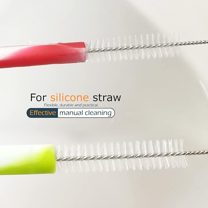 GFDesign Drinking Straw Cleaning Brushes Set 17" Extra Long 1/2" Extra Wide Pipe Tube Cleaner Nylon Bristles Stainless Steel Handle - 17" x 1/2" (12 mm) - Set of 4