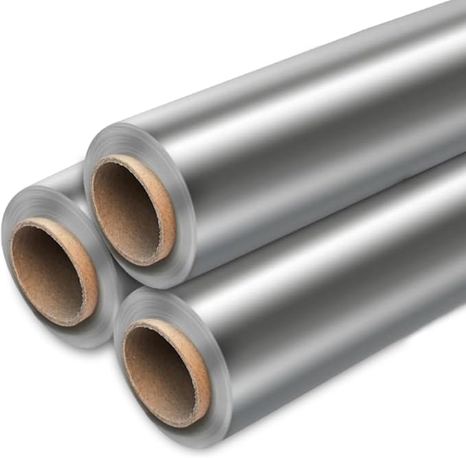 Aluminum Foil Heavy Duty 18 inch Wide, 500 FT Heavy Duty Food Safe Foil Wrap for Cooking, Baking, Grilling, (Pack of 4) Pony Packaging Aluminum Roll 23 Microns Thick - Commercial Grade