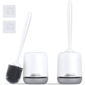 Lefree 2 Pack Silicone Toilet Bowl Brush and Holder Set with Ventilated Holder, Floor Standing & Wall Mounted Toilet Scrubber