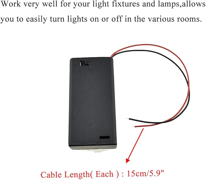 HAHIYO 3V AA Battery Holder Bundle with Wire Sturdy Cover Flexible Springs Contact Build-in Switch Batteries Black Case Easy Install 8 Pieces for Wall Clocks Ham Radio Kids Toys