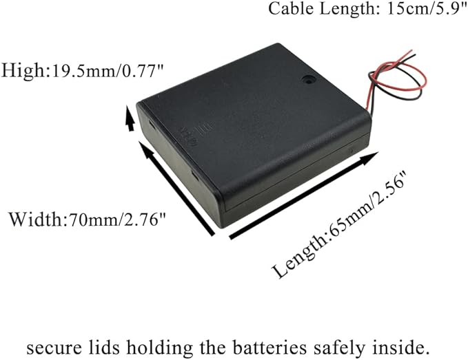 HAHIYO 6V AA Battery Holder Bundle with Wire Sturdy Cover Flexible Springs Contact Build-in Switch Batteries Black Case Easy Install 3 Pieces for Wall Clocks Ham Radio Kids Toys