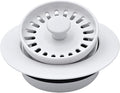 Garbage Disposal Drain Strainer and Stopper with Decorative Disposal Flange in White, Fit 3.5 Inch Standard Drain Hole