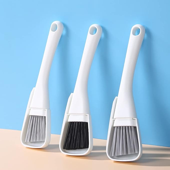 2 Pack Mini Brush and Dustpan Set Conveniently Dust Clean Portable Multi-Functional Cleaning Tools for Key Board Table (Black&Gray)