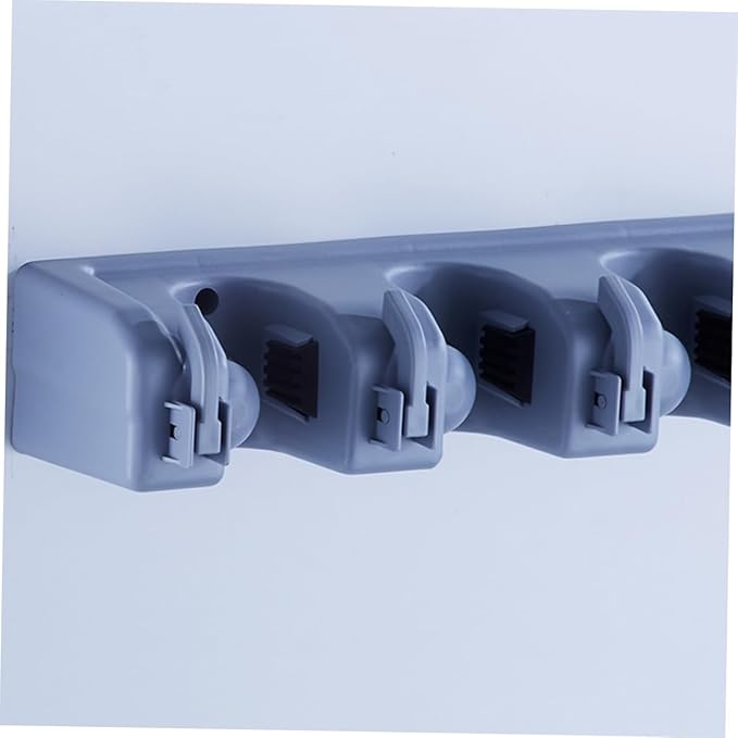 Cabilock Multi-purpose Wall Mounted Mop Holder with Friction Grips and Hooks Space-saving Tool Storage Rack for Bathroom Kitchen Garage and Garden Organization