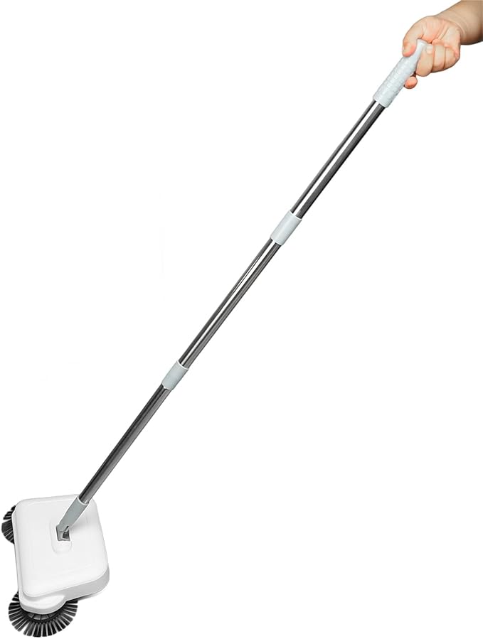Aramox Hand Push Sweeper Mop for Hardwood Floors, Manual Cordless Floor Cleaner with Soft Brush, Wet Dry Sweep for Home Environment