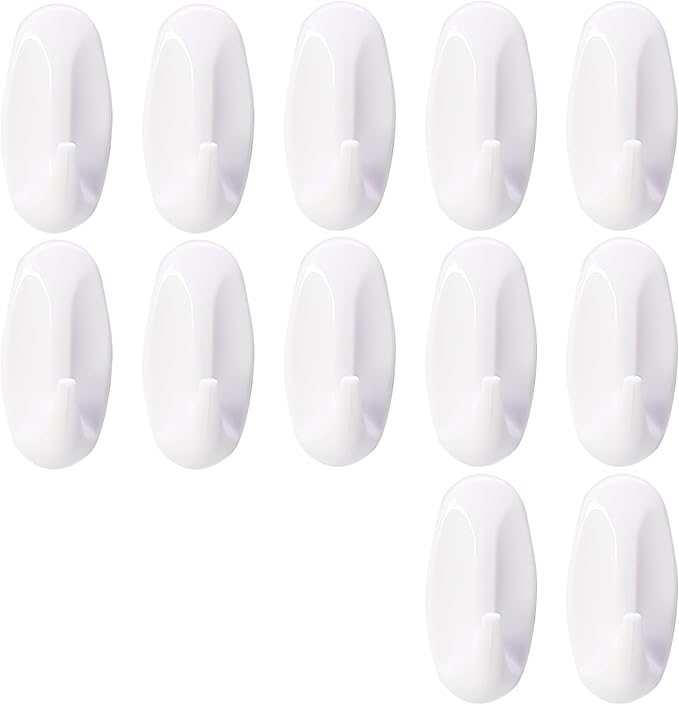 12 Pack Small Utility Hooks, Holds up to 1.5 lb, Damage Free Hanging Hooks Removable Wall Hooks Self Adhesive Hooks, Heavy Duty Sticky Hooks for Hanging Garland Hat Key Coat Wreath Towel