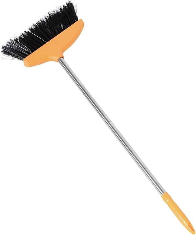 Soft Bristle Sweeping Broom with Metal Handle Household Floor Sweeping Broom for Indoor and Outdoor Use Suitable for Kitchen and Garage Cleaning