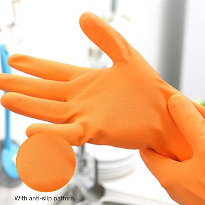Alimat PluS 3 Pack Reusable Cleaning Gloves Latex Free, Dishwashing Rubber Gloves for Cleaning, Waterproof Household Gloves for Laundry, Gardening (Medium, Without Liner)