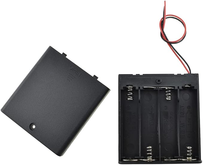 HAHIYO 6V AA Battery Holder Bundle with Wire Sturdy Cover Flexible Springs Contact Build-in Switch Batteries Black Case Easy Install 3 Pieces for Wall Clocks Ham Radio Kids Toys
