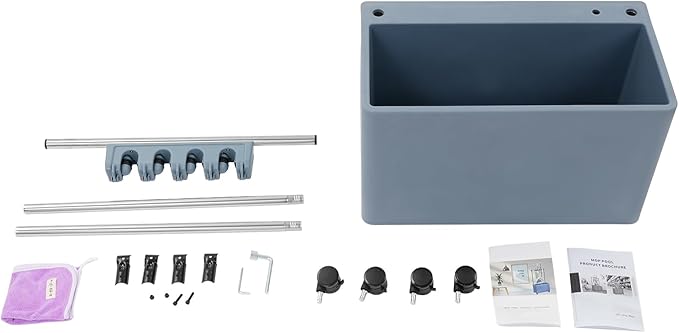 Floor Mop Sink, Mop Service Basin with Cleaning Tool Rack, Floor Mount Slop Sink with Wheels, With Drainage, for Kitchen, Laundry Room, Bathroom and Industrial Use (4 Mop Slots/5 Hooks)