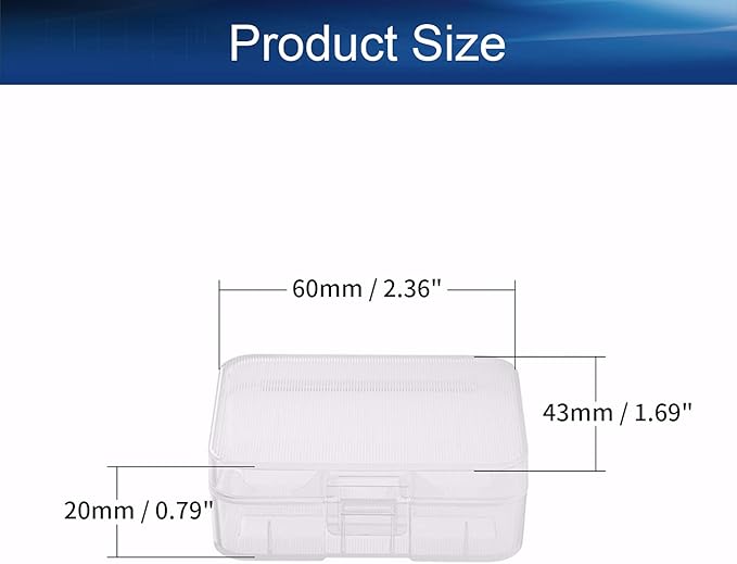 Heyiarbeit Battery Storage Case Holder Box for 2 18500 Batteries, Clear Color (1 Pack)