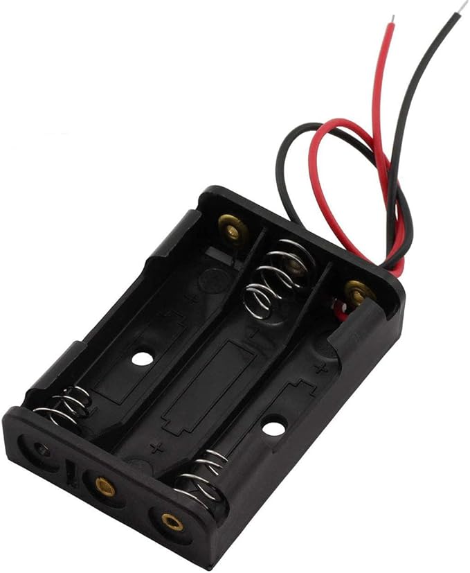 6 Pieces 3 Slots x 1.5V AAA Battery Case Holder Battery Spring Clip Storage Box with 6 inches Wire Leads