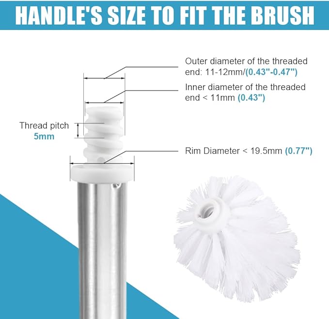 2PCS Toilet Bowl Brush Replacement Head, Toilet Brush Head Replacement with Durable Stiff Bristles, Cleaning Tool for Home Hotel Bathroom (Black)