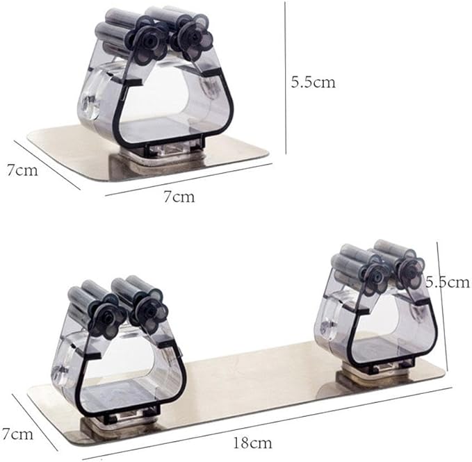 SEIWEI 3 Pcs Wall Mounted Mop Holder Self-Adhesive Broom and Mop Grippers Saving Space Mop Broom Organizer for Hang Brooms, Mops, Cleaning Brushes, Umbrellas(Single gray)