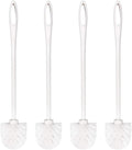 Toilet Brush White Soft Bristle Long Handle Toilet Brush and Holder Eco Plastic Toilet Bowl Brush Cleaner -14.17 inch Handle Length (4 Pack)