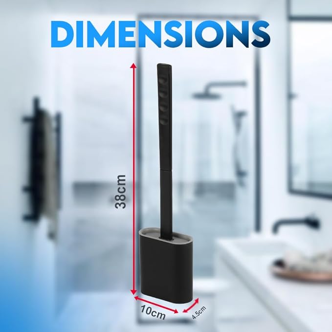 Modern Minimalist Silicone Toilet Brushes & Holders - Pack of 4 Toilet Bowl Brushes Black - Self-Cleaning & Splash-Free, Easy-Rinse Design with Wall Mounted Holder Bathroom Accessory