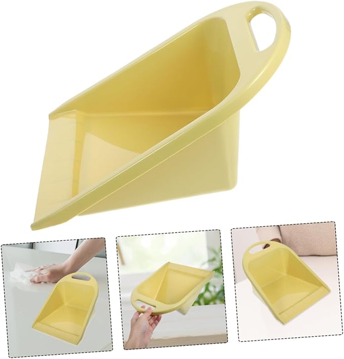 Garneck Handheld Dustpan and Small Plastic Dust Pan with Handle, 2pcs Set in Lime Yellow, Portable Trash Collector for Home and Office Desk Cleaning
