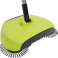 Manual Push Floor Sweeper Broom, Hand Push Sweeper with Enclosed Dustpan Bin, 3‑in‑1 360° Rotating Floor Cleaning Brush Mop Machine Adjustable Handle Vacuum‑Free for Tile Hardwood Carpet Green