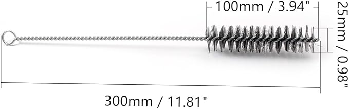 Utoolmart Wire Tube Brushes, Stainless Steel Bottle Bristle Cleaning Spiral Power Pipe Brush, 1.0-inch Diameter 12-inch Long-Handle Cleaner for Auto Parts, Bottles, Tubes, Keyboards,Glass 5pcs