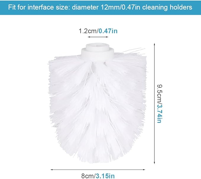 EKDJKK 2PCS Toilet Bowl Brush Replacement Head, Toilet Brush Head Replacement with Durable Stiff Bristles, Cleaning Tool for Home Hotel Bathroom (White)