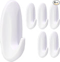 6 Pack Medium Utility Hooks, Holds up to 2.5 lb, Damage Free Hanging Hooks Removable Wall Hooks Self Adhesive Hooks, Heavy Duty Sticky Hooks for Hanging Garland Hat Key Coat Wreath Towel