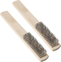 2 Pcs Commercial Scrub Brush Steel Wire for Cleaning Wooden Handle Comfortable Grip Long-Lasting Durability