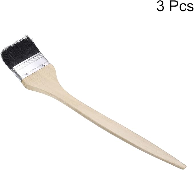 uxcell 3pcs Bent Radiator Paint Brush 3" Width Curved Wall Paint Soft Bristle Brushes with Long Wood Handle for Painting DIY Wall Treatment