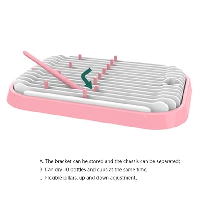 Baby Bottle Drying Rack Dryer Space Saving Travel Holder for Pump Cup Accessories(Pink)