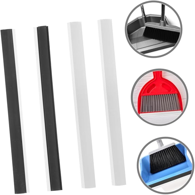 4pcs Rubber Dustpan Edge Strips Replacement Lip Inserts for Solid Garbage Shovel Weatherproof Seal for Efficient Cleaning for Home and Office Use