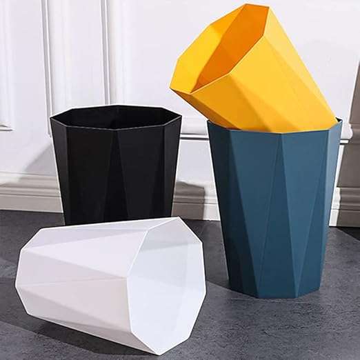 Bathroom Trash Can 1.8 Gallon Small Waste Basket Plastic Plastic Garbage Can for Dorm Office Bedroom Kitchen, 2 Pack White