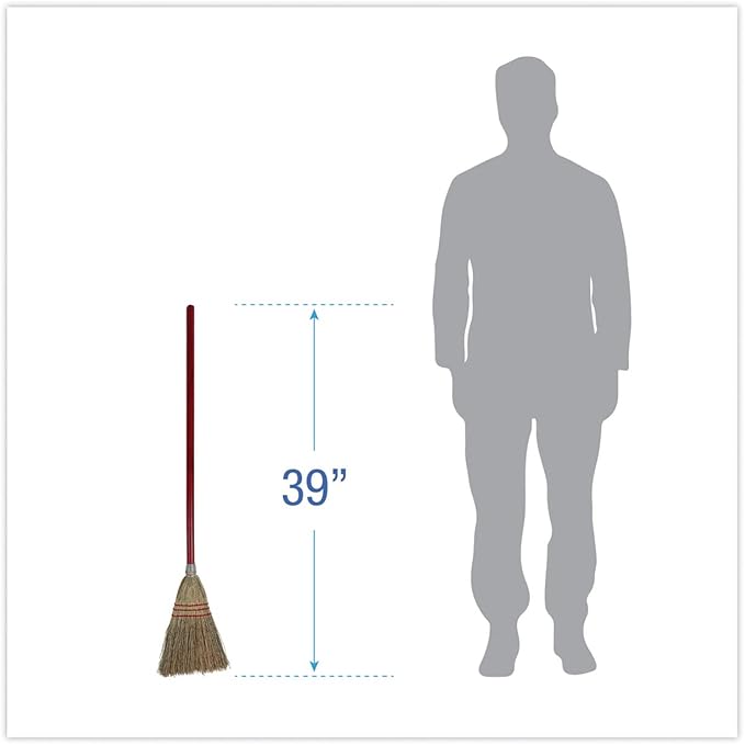 Boardwalk 951TEA Lobby/Toy Broom, Corn Fiber Bristles, 39-Inch Overall, Wood Handle, Red/Yellow