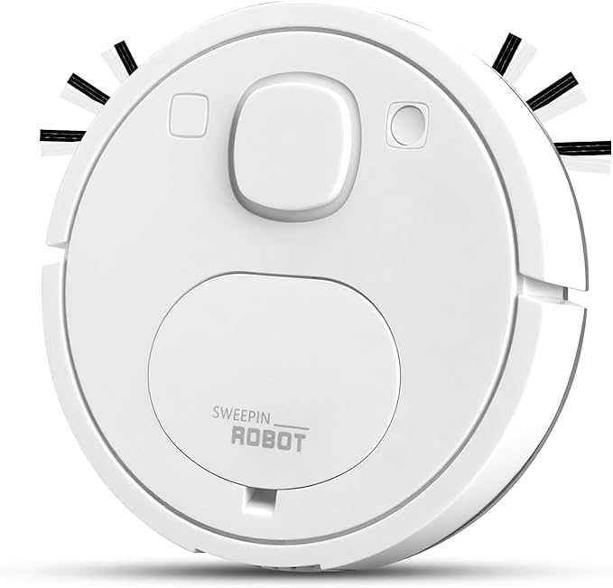 Mini Robot Vacuum Cleaner for Pet Hair, 1200Pa Suction with Dual Side Brushes, 6cm Ultra-Thin ≤55dB Quiet, Fits Hardwood/Low-Pile Carpets，Powerful Suction Robot Vacuum for Small Homes