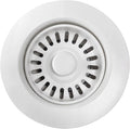 White Polymer Drain Kitchen Sink Drain Assembly with Removable Basket Strainer and Rubber Stopper for 3.5-Inch Drain Openings, Matching Color of Quartz, Granite Sinks