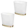 iDesign Slim Bathroom Trash Can, Small Plastic Garbage Can for Bedroom, Office, Desk, or Dorm, 2-Pack, Frost/Soft Brass