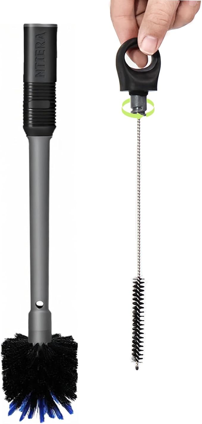 2-in-1 Bottle Brush Cleaner Kit Set,Long Water Bottle Cleaning Brushes,Hidden Straw Brush in Handle,BPA-Free Dishwasher-Safe,for Stanley & Owala Water Bottle,Baby Bottles Cup(Grey)