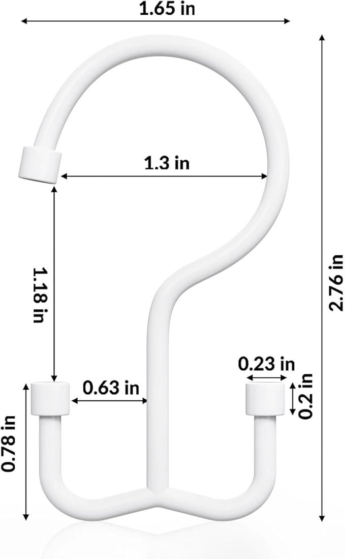 Goowin Shower Curtain Hooks, Shower Curtain Rings, Durable Shower Curtain Hangers Rust Proof, Double Glide Shower Rings for Curtain, Simple Shower Hooks for Shower Curtain, White, 24 Pack-Cylinders