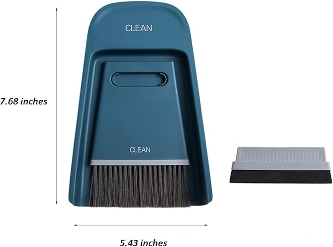 3 in 1 Mini Hand Brooms Small Dust Pan Scraper and Brush Set for Window Table, Desk, Countertop, Key Board, Car (Gray) ENG102